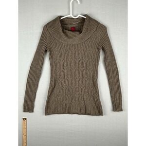 212 Collection Womens XS Brown Cable Knit Cowl Neck Sweater